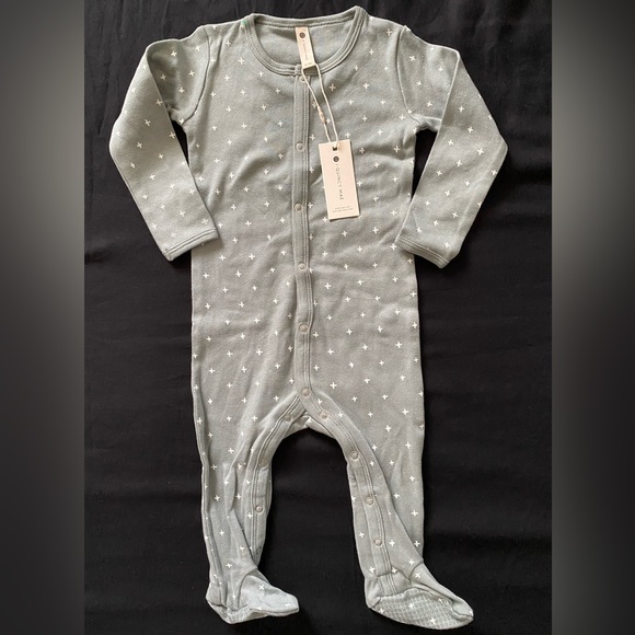 🆕 *FINAL* Quincy Mae footed sleeper, Color: Sea, Plus design, organic cotton PJ - Picture 4 of 11